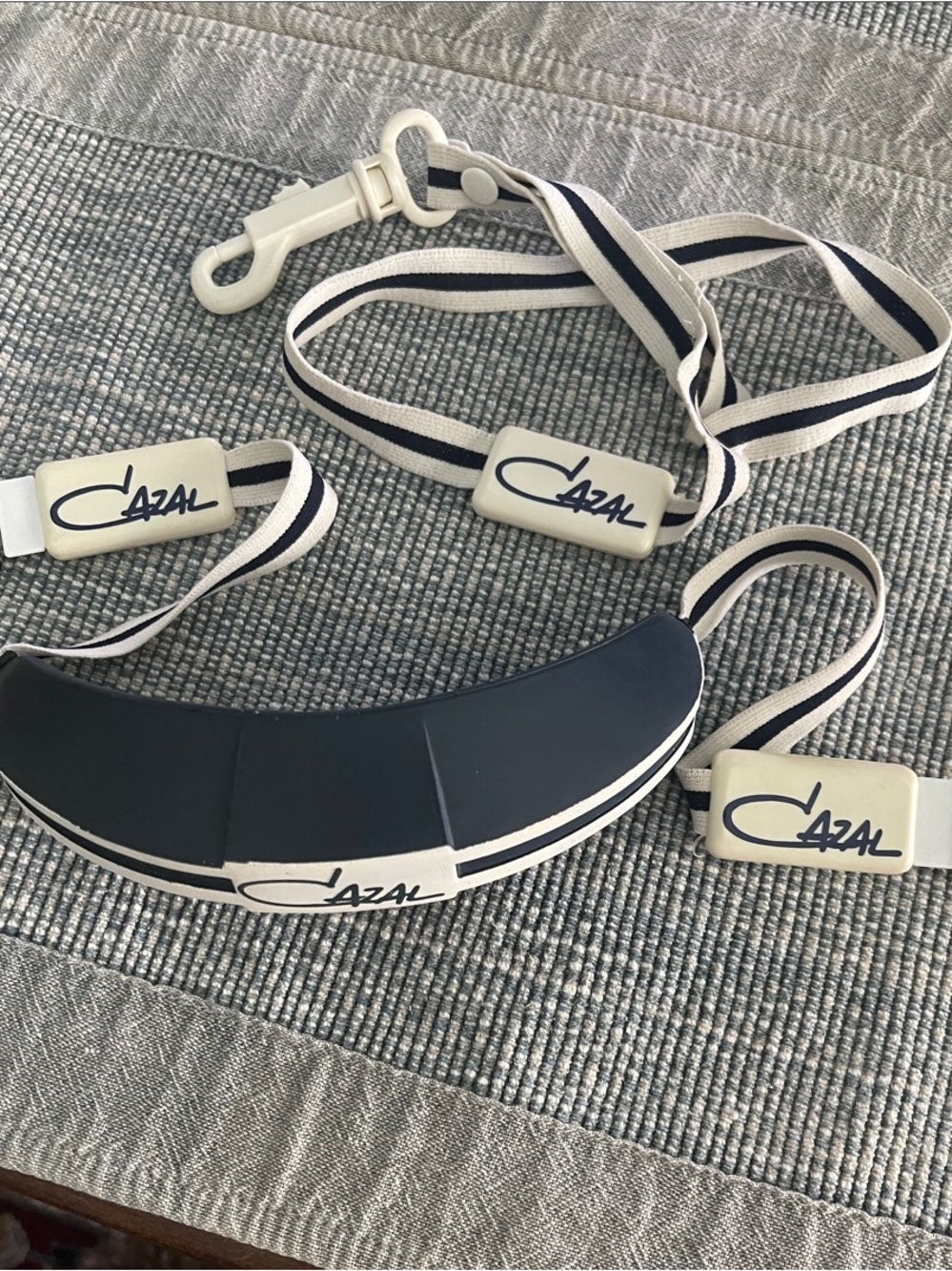Cazal Navy and White Striped Sunglass Strap with Logo Accents